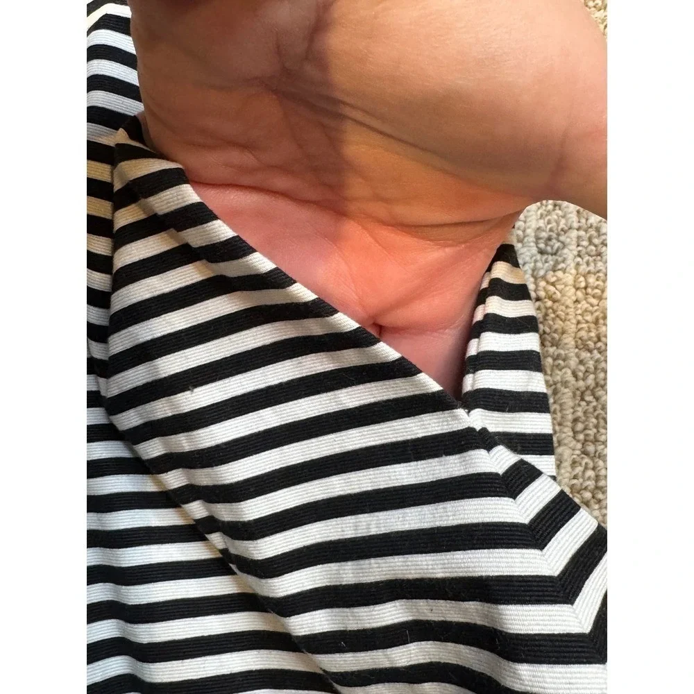 Kate Spade Saturday Black White Stripe Fit Flare Sleeveless Dress Size‎ 2
